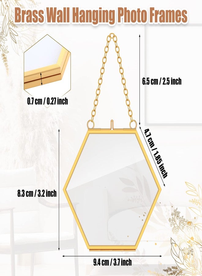 Marsui 8 Pcs Pressed Flower Frames 4 x 3 Inch Hanging Glass Floating Photo Frames Glass for Pressed Flowers Double Picture for Artwork Display Photo Modern Home Wall Decor(Gold) - Image 2