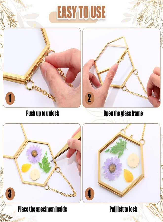 Marsui 8 Pcs Pressed Flower Frames 4 x 3 Inch Hanging Glass Floating Photo Frames Glass for Pressed Flowers Double Picture for Artwork Display Photo Modern Home Wall Decor(Gold) - Image 4