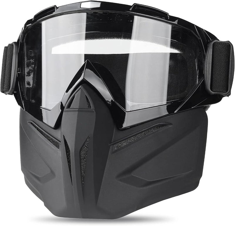 TERRIFI Protective Motorcycle Goggles with Detachable Face Mask for Men and Women, High Visibility Safety Gear Compatible with Open Face Helmets for Dirt Bike ATV and Tactical Outdoor Sports - Image 1