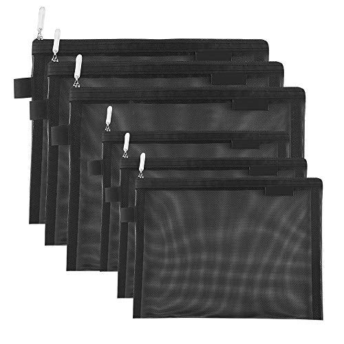 Topfinder Clear Cosmetic Bags Zip Makeup Mesh Bags Pencil Case Pouch Travel Toiletry Kit Set Storage Case ((6A+5A)*3 Black) - Image 1