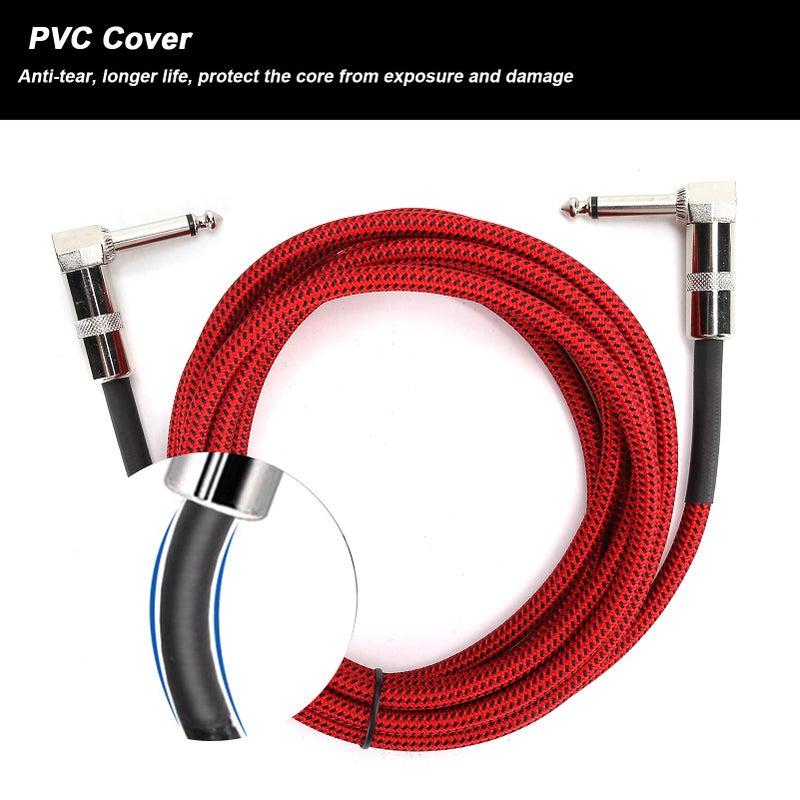Hilitand Guitar Cable - 6.35MM Male Head Audio Guitar Cable 10ft Electric Guitar Amplifier Cord - Right Angle to Right Angle 1/4 Inch Instrument Cable Guitar Amp Cable(red) - Image 4