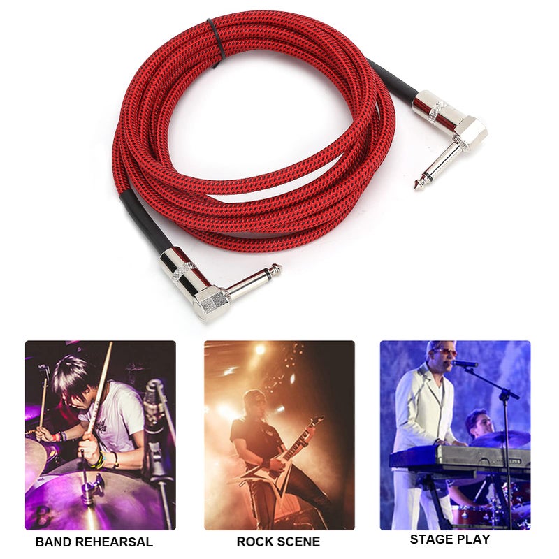 Hilitand Guitar Cable - 6.35MM Male Head Audio Guitar Cable 10ft Electric Guitar Amplifier Cord - Right Angle to Right Angle 1/4 Inch Instrument Cable Guitar Amp Cable(red) - Image 5