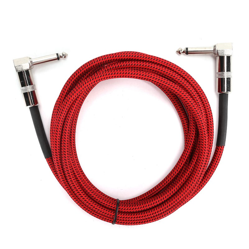Hilitand Guitar Cable - 6.35MM Male Head Audio Guitar Cable 10ft Electric Guitar Amplifier Cord - Right Angle to Right Angle 1/4 Inch Instrument Cable Guitar Amp Cable(red) - Image 1