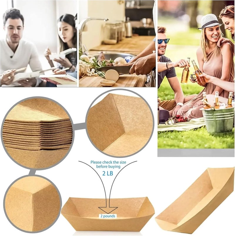 Food Boats 250 Pcs Brown Kraft Paper Disposable Recyclable Eco-Friendly Food Serving Boats Take Out Trays Party Supplies for Fries - Image 5