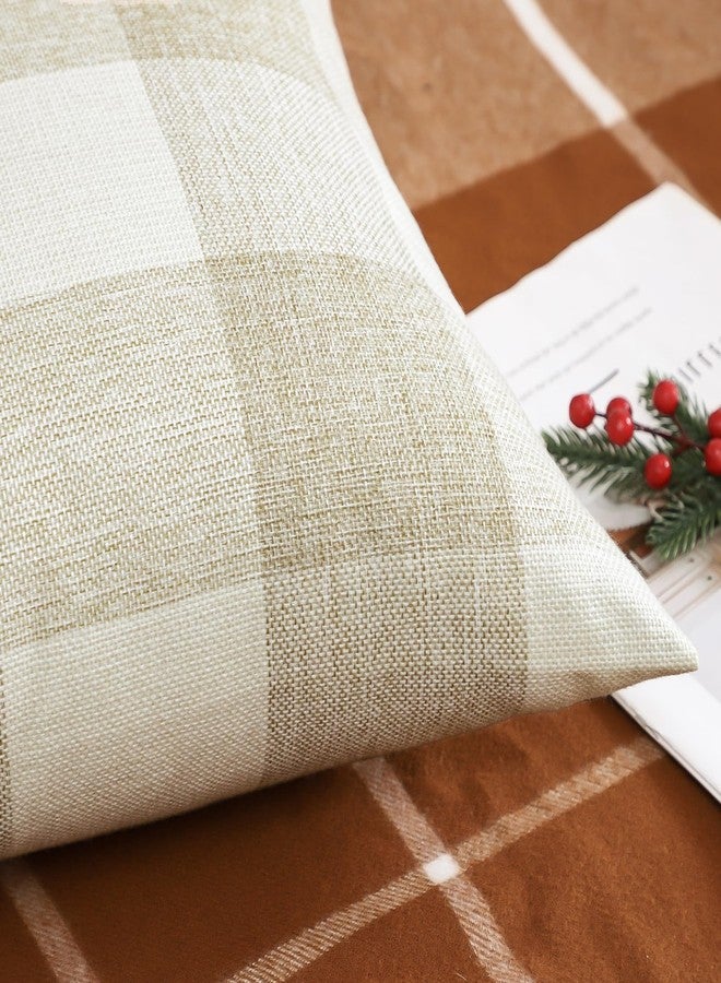 OTOSTAR Set of 2 Classic Buffalo Check Plaid Throw Pillow Covers 16x24 Inch Soft Solid Decorative Pillow Covers Cushion Case Couch Pillowcases for Home Farmhouse Sofa Bed Decor (Cream White) - Image 3