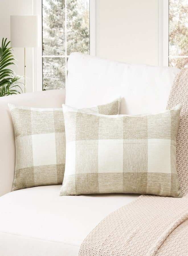 OTOSTAR Set of 2 Classic Buffalo Check Plaid Throw Pillow Covers 16x24 Inch Soft Solid Decorative Pillow Covers Cushion Case Couch Pillowcases for Home Farmhouse Sofa Bed Decor (Cream White) - Image 4