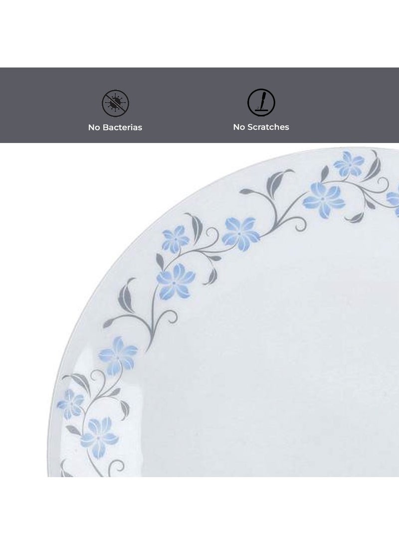 لاوبالا طقم عشاء LaOpala Classic 44 قطعة مصنوع من الزجاج، طقم عشاء Grace Blue آمن للاستخدام في الميكروويف وغسالة الأطباق، طقم أوعية وأكواب وأطباق خفيفة الوزن بتصميم بسيط وقابل لإعادة الاستخدام - Image 3