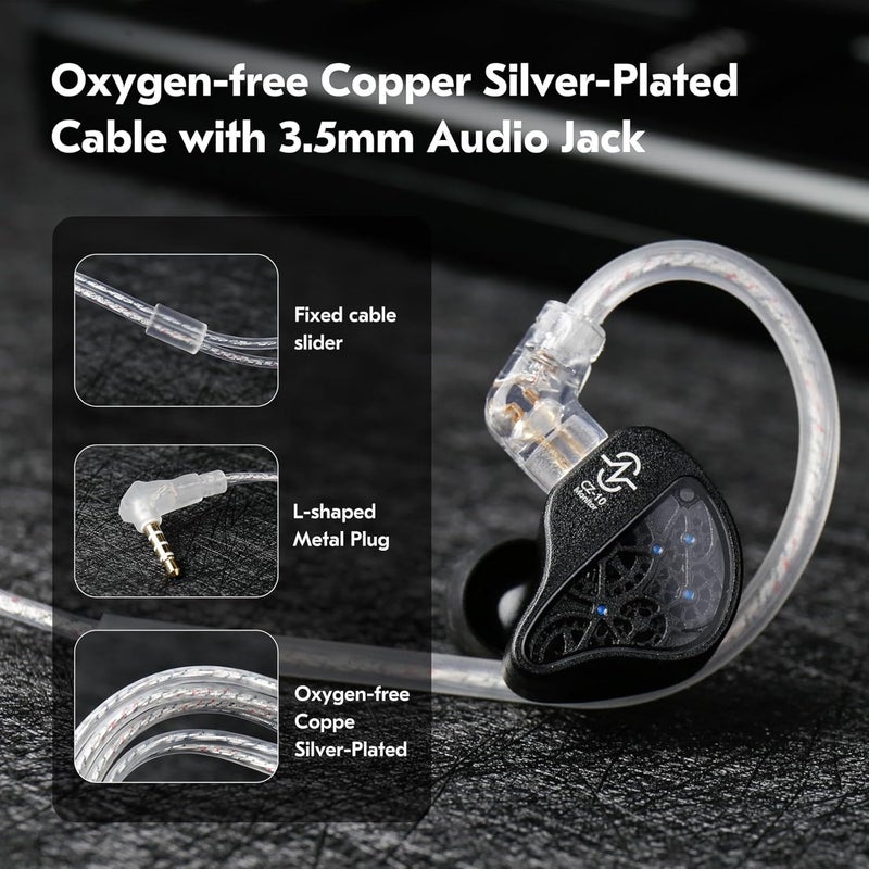 Kinboofi All climate suitability CCZ CZ10 in Ear Monitor,1DD+4BA All-Metal HiFi in Ear Earphones,Professional Wired Earbuds,Stereo Sound Clear Gaming Earbuds,Hybrid IEM Earphones with Detachable Cable (Dark, NO Microphone) Global upgraded practical design - Image 3