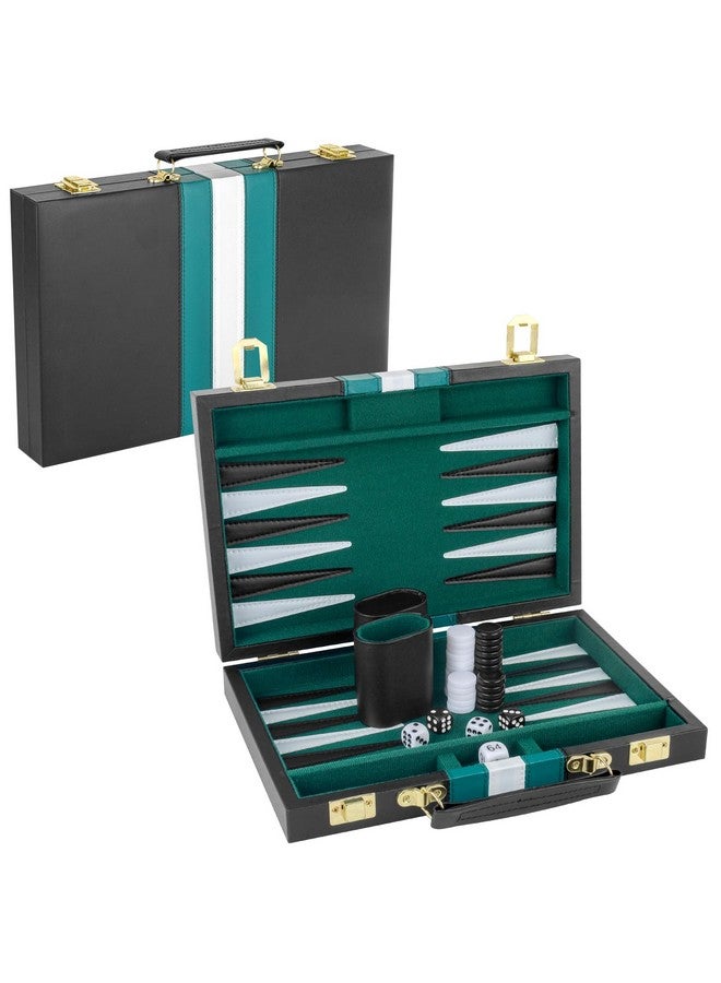 RERIVER Backgammon Set 2 Players Classic Backgammon Sets for Adults Board Game with Black PU Leather Case Portable and Travel Backgammon Set (Green, 11inch) - Image 1