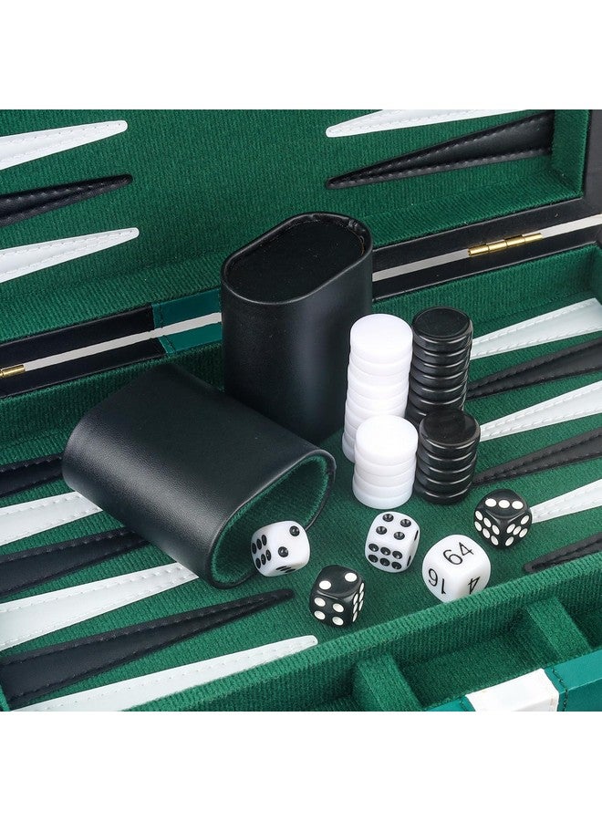 RERIVER Backgammon Set 2 Players Classic Backgammon Sets for Adults Board Game with Black PU Leather Case Portable and Travel Backgammon Set (Green, 11inch) - Image 5