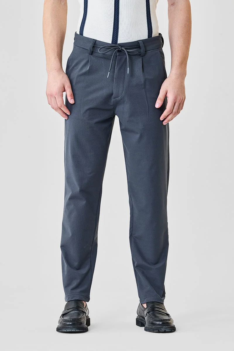 Snitch Navy Relaxed Fit Stretch Trousers for Men | Best Price UAE