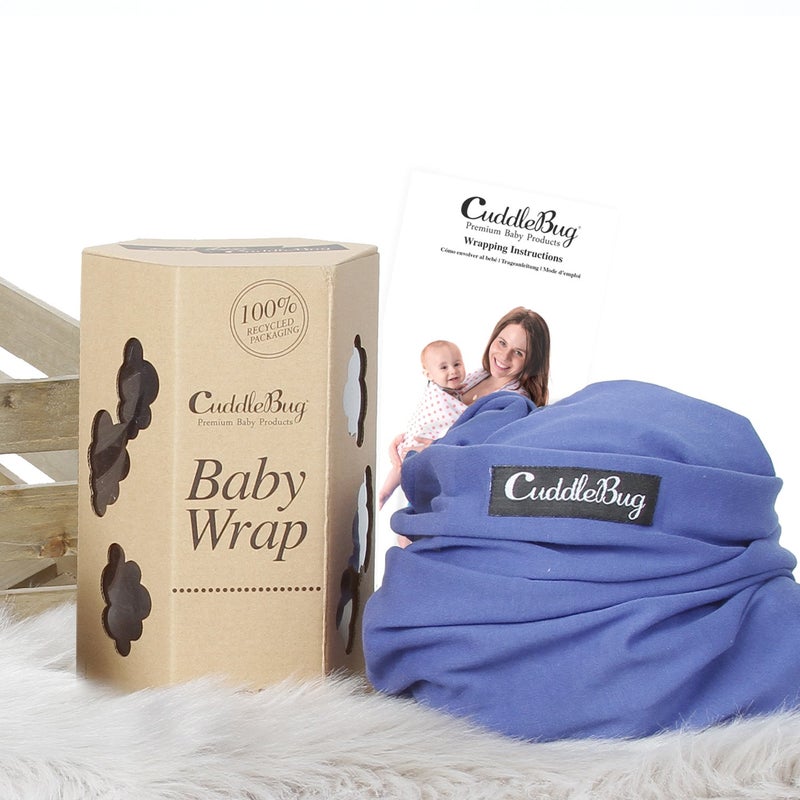 Cuddle Bug CuddleBug Baby Wrap Sling + Carrier - Newborns & Toddlers up to 36 lbs - Hands Free - Gentle, Stretch Fabric - Ideal for Baby Showers - One Size Fits All (Blue) - Image 3