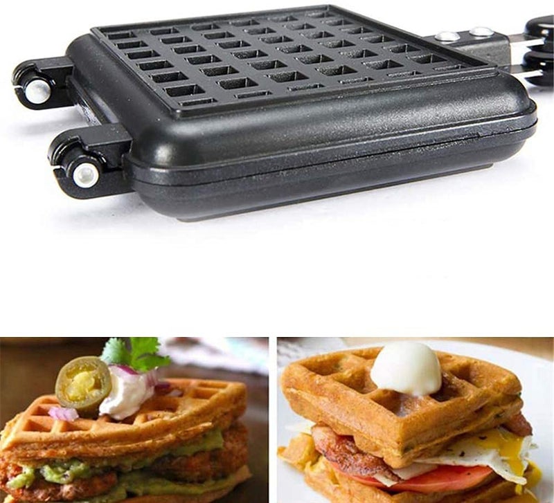 RBGIIT Waffle Maker Machine With Comfortable Handle For Kitchen Gas Stove Black_10 - Image 2