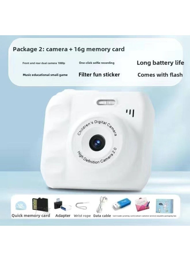 Generic - Camera HD Double Camera Cute Digital Campus Student Party Photo Camera Can Take Photos And Pass Mobile Phone Color Shooting 12-Body Color:Hd Dual Camera Moonlight White  - 32g Memory Card* - Image 1