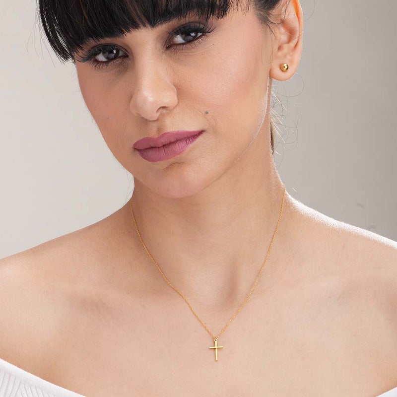Palmonas قلادة بالماناس الذهبية على شكل صليب للنساء - مقاومة للماء ومضادة للتأكسد - Image 4
