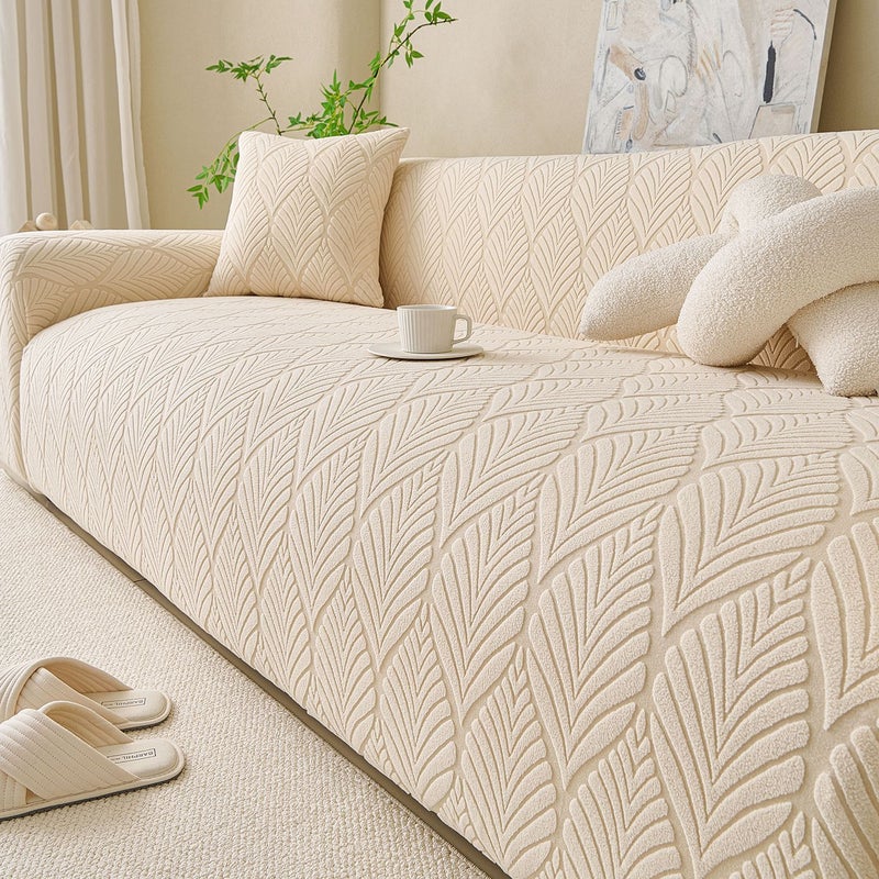 Complete Sofa Set Protection With 1 Sofa Cover And 1 Cushion Cover Machine Washable Highly Elastic Scratch Proof Non Slip Year Sofa Shield Leaf Design Stylish And Easy Sofa Cover Ideal For Safeguarding Home Sofas Dark Gray 2 Seater 57 09 To 72 83 Inch - Image 1