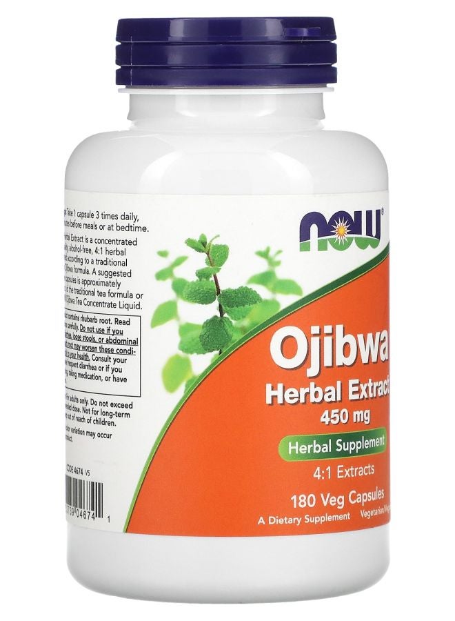 now Ojibwa Herbal Extract 450 mg 180 Veg Capsules - Image 2