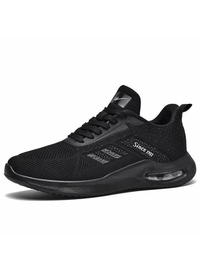Double Star Eight Shuangxingbate High-elastic Flyknit Mesh Breathable Sports Shoes, Comfortable Air Cushion Running Shoes For Spring And Autumn, All-black Versatile Lightweight Casual Shoes For Me - Image 5