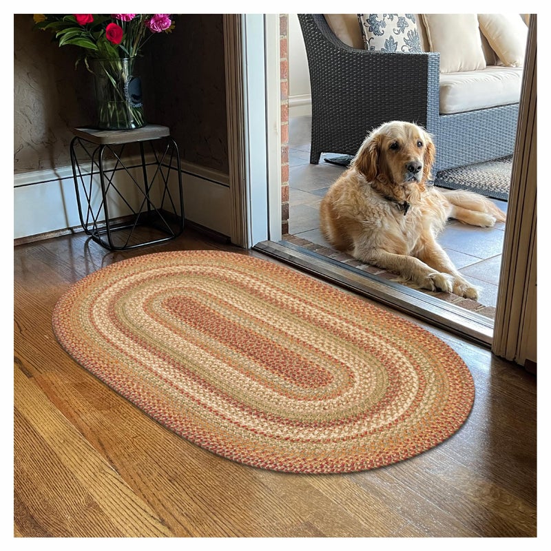 Homespice 20x30 Brown Oval Braided Rug Harvest Brown Jute Oval Rug Uses Entryway Kitchen Rugs Bathroom Rugs Reversible Rustic Country Primitive Farmhouse Decor Rug