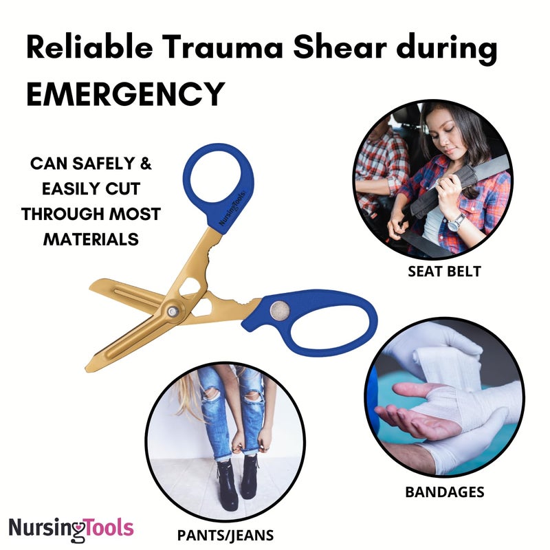 Nursingtools Hummingbird 4-in-1 Medical Scissors - Compact Pocket Size Trauma Shears for Nurses, Students, Practitioners & Medical Professionals (Blue) - Image 3
