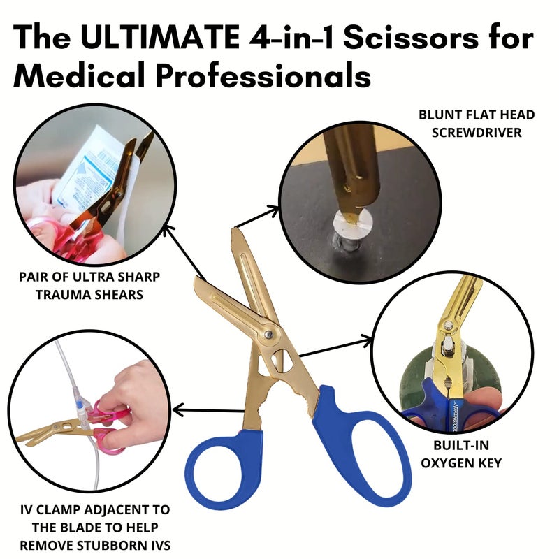 Nursingtools Hummingbird 4-in-1 Medical Scissors - Compact Pocket Size Trauma Shears for Nurses, Students, Practitioners & Medical Professionals (Blue) - Image 2