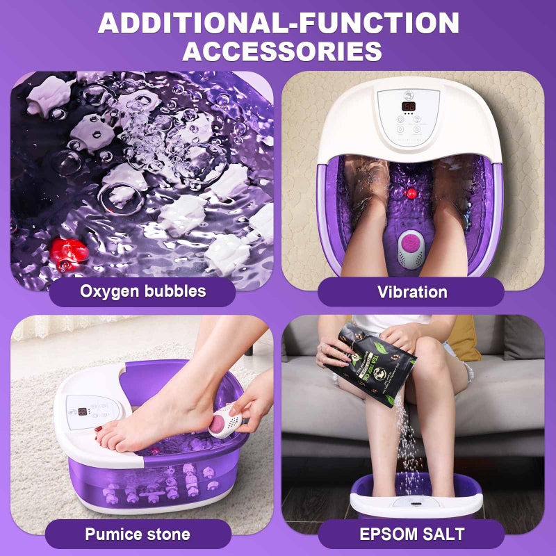 ECARBME Foot Spa Bath Massager with Heat [2025 Upgraded], Vibration, Temperature Control, Jets, Bubbles and Epsom Salt, Foot Bath Soak Tub with 22 Massage Rollers, Feet Soaking Tub for Relaxation, Purple - Image 4