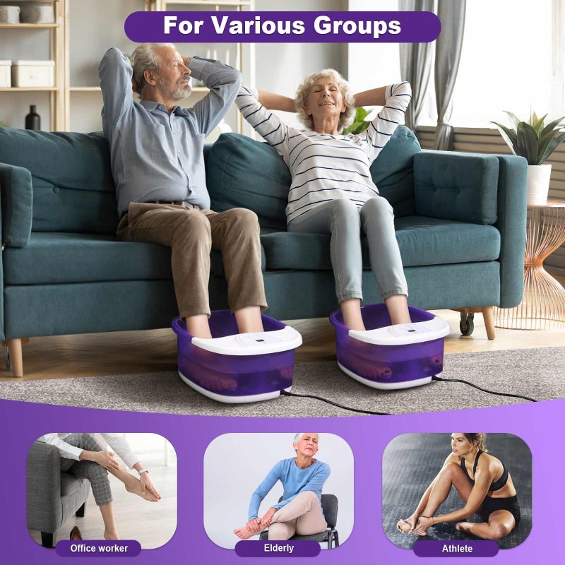 ECARBME Foot Spa Bath Massager with Heat [2025 Upgraded], Vibration, Temperature Control, Jets, Bubbles and Epsom Salt, Foot Bath Soak Tub with 22 Massage Rollers, Feet Soaking Tub for Relaxation, Purple - Image 5