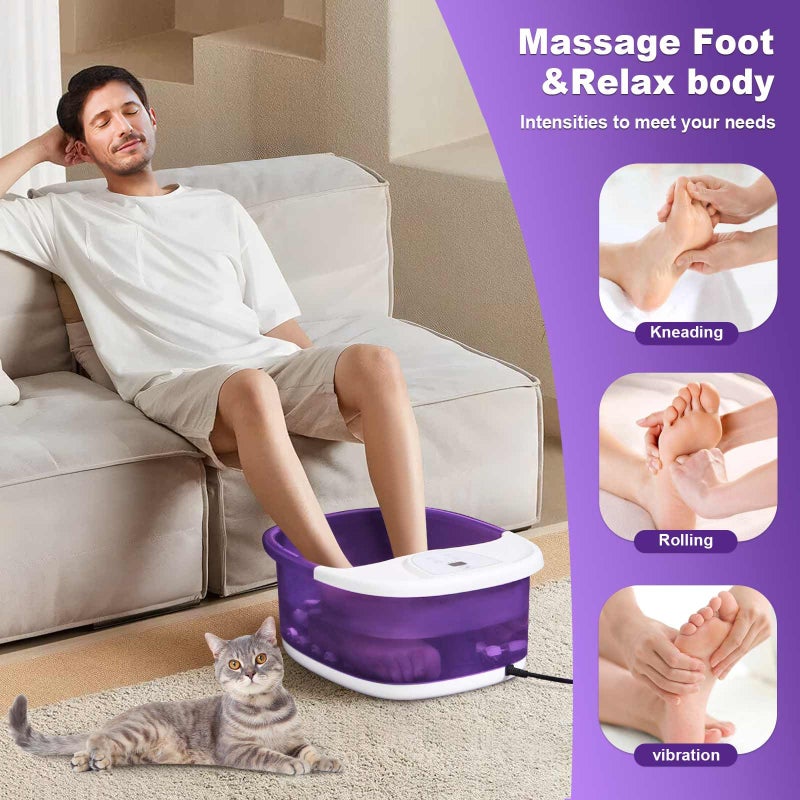 ECARBME Foot Spa Bath Massager with Heat [2025 Upgraded], Vibration, Temperature Control, Jets, Bubbles and Epsom Salt, Foot Bath Soak Tub with 22 Massage Rollers, Feet Soaking Tub for Relaxation, Purple - Image 3
