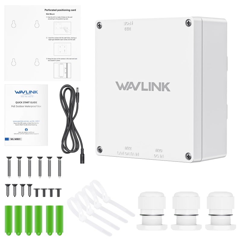 WAVLINK Outdoor Waterproof Box for POE, IP67 Waterproof Plastic Enclosure for Electrical Project, Designed for WAVLINK WN588HX3/WN573HX1/WN573HX3/WN573HP3/572HP3/570HA1 Etc, Includes Wall, Pole Mount Kit - Image 5