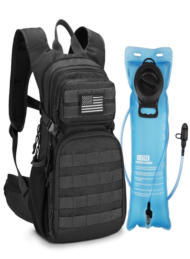 CVLIFE Tactical Hydration Backpack with 3L TPU Water Bladder, 22L Hiking Backpack for Men Women, Heavy Duty Molle Water Backpack with Multiple Compartments for Cycling Running Hunting Camping (Black) - Image 1