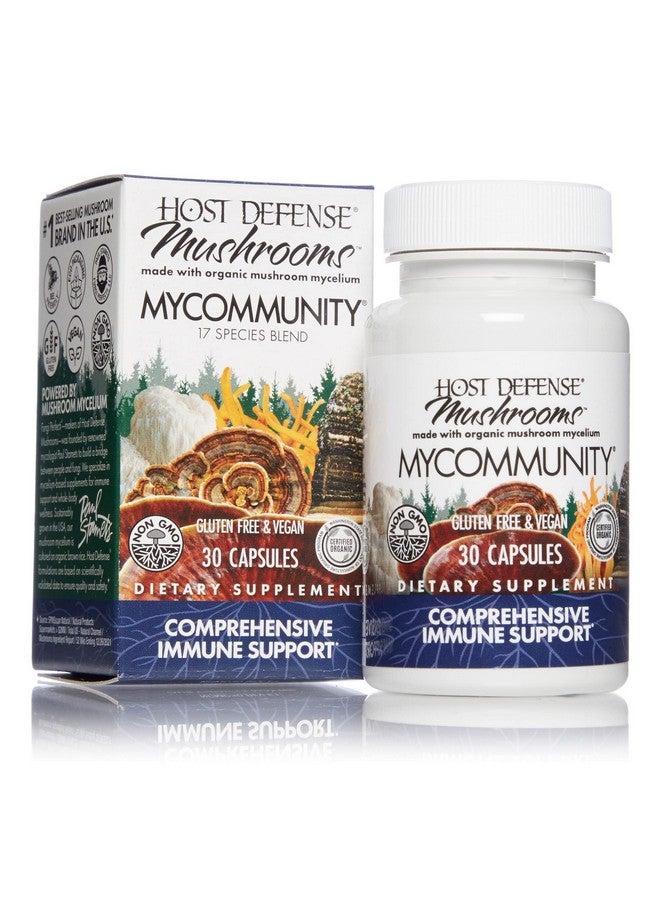 Host Defense كبسولات ماي كوميونتي دعم المناعة المتقدم مكمل الفطر مع ليوينغ مان ورايشي 30 - Image 1