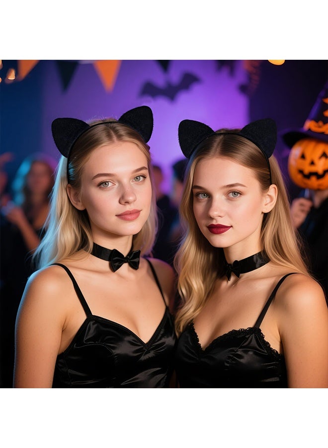 1 Pc Black Furry Cat Ears Headband, Halloween Cat Woman Costume Accessory, Soft Kitty Ears Hairband for Women Cosplay & Theme Parties - Image 4