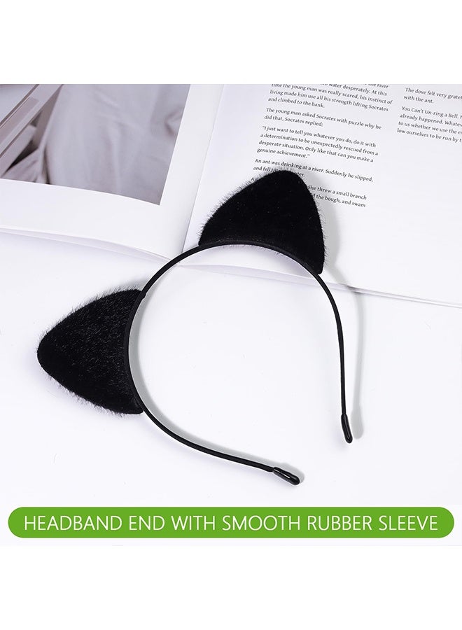 1 Pc Black Furry Cat Ears Headband, Halloween Cat Woman Costume Accessory, Soft Kitty Ears Hairband for Women Cosplay & Theme Parties - Image 2