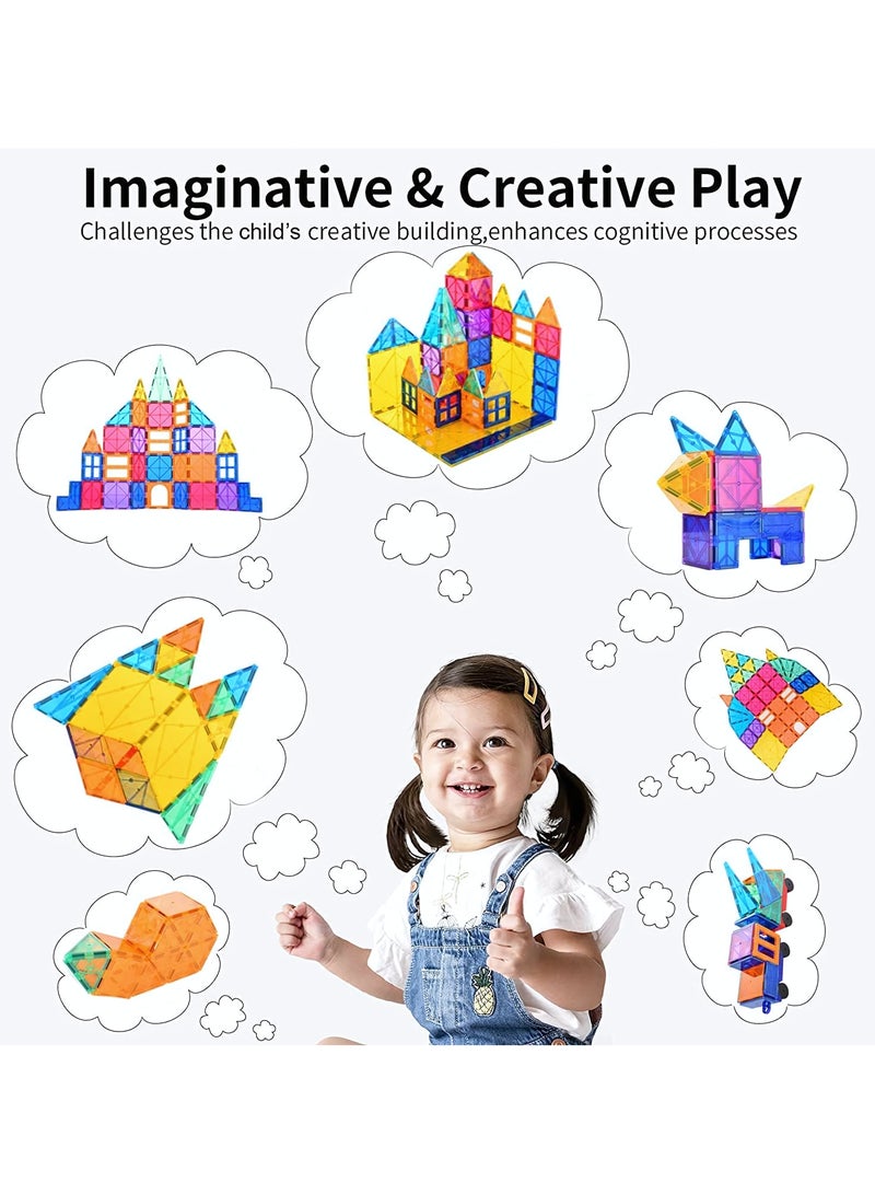72 Pcs Magnetic Tiles for kids, Craft Castle Building Sets, 3D Building Blocks Construction Playboards- Unleash Limitless Creativity and STEM Learning, Magnet Toys for Creative Play Tiles For Kids Ages 3+ - Image 2