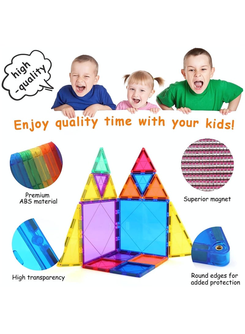 72 Pcs Magnetic Tiles for kids, Craft Castle Building Sets, 3D Building Blocks Construction Playboards- Unleash Limitless Creativity and STEM Learning, Magnet Toys for Creative Play Tiles For Kids Ages 3+ - Image 3