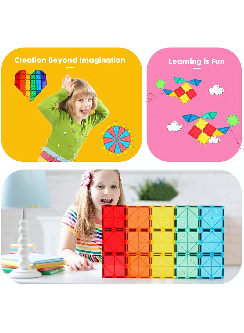72 Pcs Magnetic Tiles for kids, Craft Castle Building Sets, 3D Building Blocks Construction Playboards- Unleash Limitless Creativity and STEM Learning, Magnet Toys for Creative Play Tiles For Kids Ages 3+ - Image 5