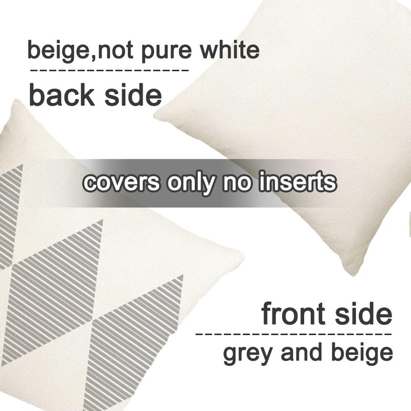 RABUSOFA Outdoor Pillow Covers 18x18 inch Waterproof,Gray and White Boho Set of 4 for Patio Furniture Sunbrella Couch(2G-18) (18" x 18" (Pack of 4)) - Image 2