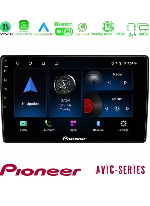 Pioneer Android Car Stereo 9 Inch 4GB RAM 64GB Memory QLED Touch Screen DSP Bluetooth Support Apple Carplay Android Auto Wireless USB YouTube Netflix Google Maps Radio