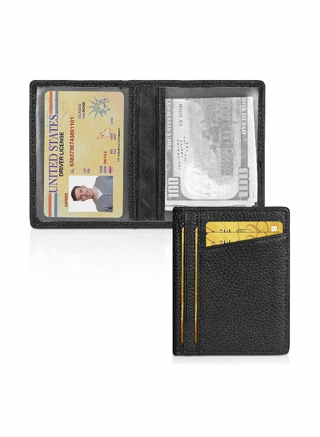 Men Wallet Slim Larger Capacity with 8 Slots RFID Blocking Wallet Minimalist Front Pocket Premium Leather Credit Card Holder  with ID Window Gift Box, Black - Image 1