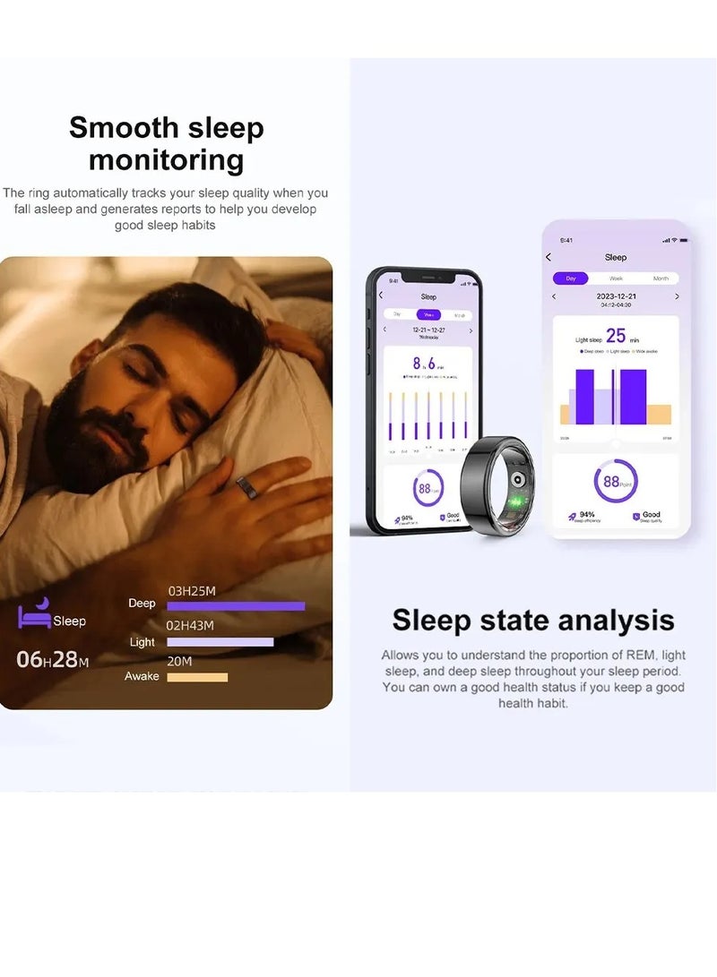ColMi Smart Ring, Waterproof Wearable Fitness Tracker Ring, Long Battery Life Sleep Tracker Health Ring, Comfortable Bluetooth Smart Ring With Multiple Sports Modes For Men And Women, (Size 9, Gold) - Image 2
