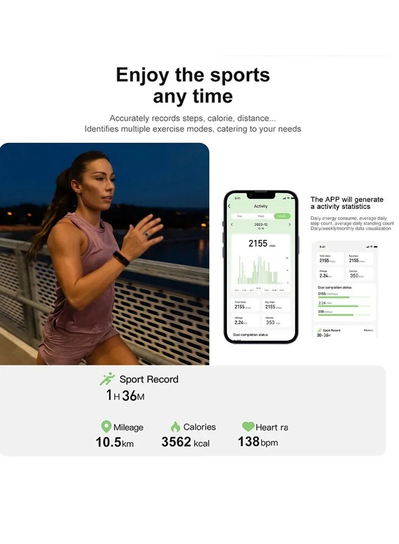 ColMi Smart Ring, Waterproof Wearable Fitness Tracker Ring, Long Battery Life Sleep Tracker Health Ring, Comfortable Bluetooth Smart Ring With Multiple Sports Modes For Men And Women, (Size 9, Gold) - Image 3