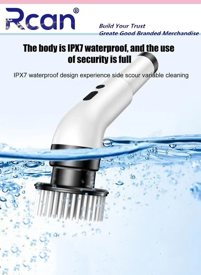 Rcan Multi-Function Electric Cleaning Brush Multifunctional Household with Adjustable Extension Handle Wireless Electric Rotatable Brush For Bathroom Kitchen Toilet Cleaning Brush with 9 Interchangeable Drill Brush Heads - Image 3