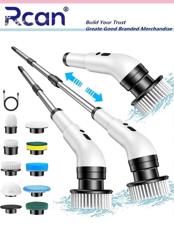 Rcan Multi-Function Electric Cleaning Brush Multifunctional Household with Adjustable Extension Handle Wireless Electric Rotatable Brush For Bathroom Kitchen Toilet Cleaning Brush with 9 Interchangeable Drill Brush Heads - Image 1