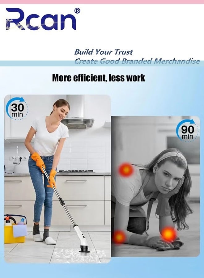Rcan Multi-Function Electric Cleaning Brush Multifunctional Household with Adjustable Extension Handle Wireless Electric Rotatable Brush For Bathroom Kitchen Toilet Cleaning Brush with 9 Interchangeable Drill Brush Heads - Image 5
