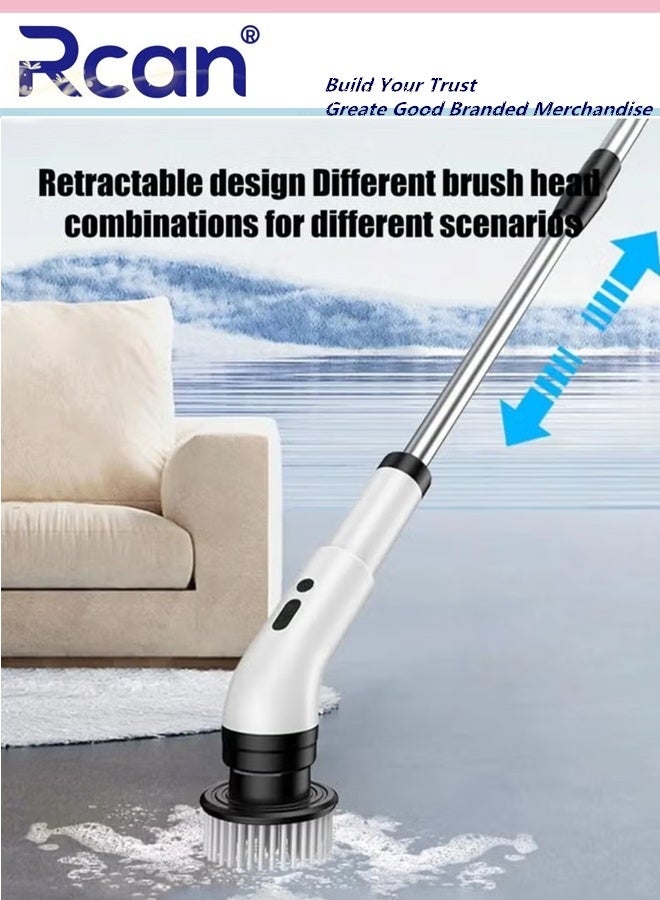 Rcan Multi-Function Electric Cleaning Brush Multifunctional Household with Adjustable Extension Handle Wireless Electric Rotatable Brush For Bathroom Kitchen Toilet Cleaning Brush with 9 Interchangeable Drill Brush Heads - Image 2