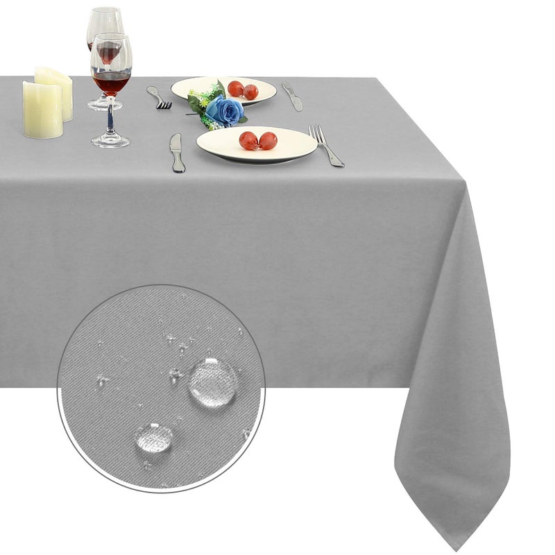 Obstal 210GSM Rectangle Table Cloth  Heavy Duty Water Resistance Microfiber Tablecloth Decorative Fabric Table Cover for Outdoor and Indoor Use Silver 60 x 120 Inch