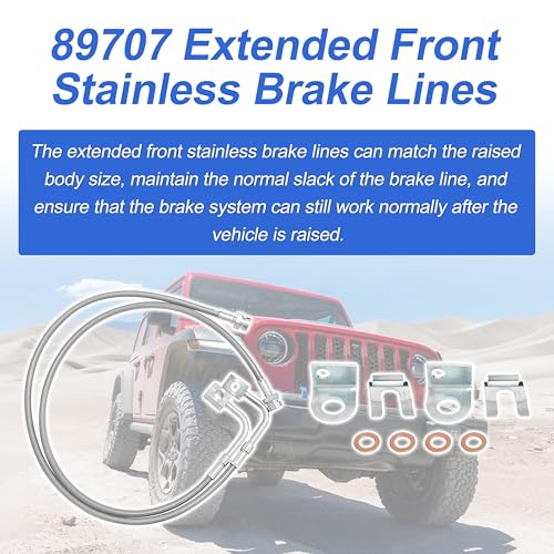 WEST ORGIN 89707 Extended Front Stainless Brake Lines Replacement for 07-18 Jeep Wrangler JK 4-6" Lift - Image 2