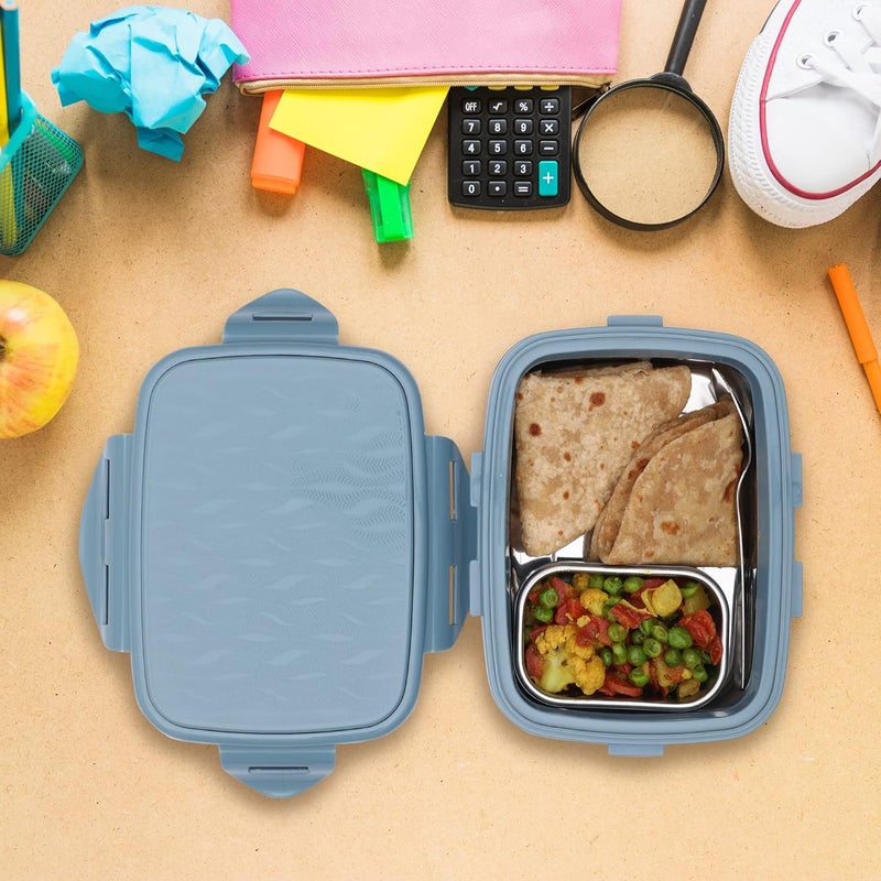 JAYPEE Stainless Steel Insulated Lunch Box Wavesteel Jr Peacock Plum 500 ml Airtight Tiffin Box for School Kids Spillproof with Silicon Seal Food Grade BPA Free - Image 4