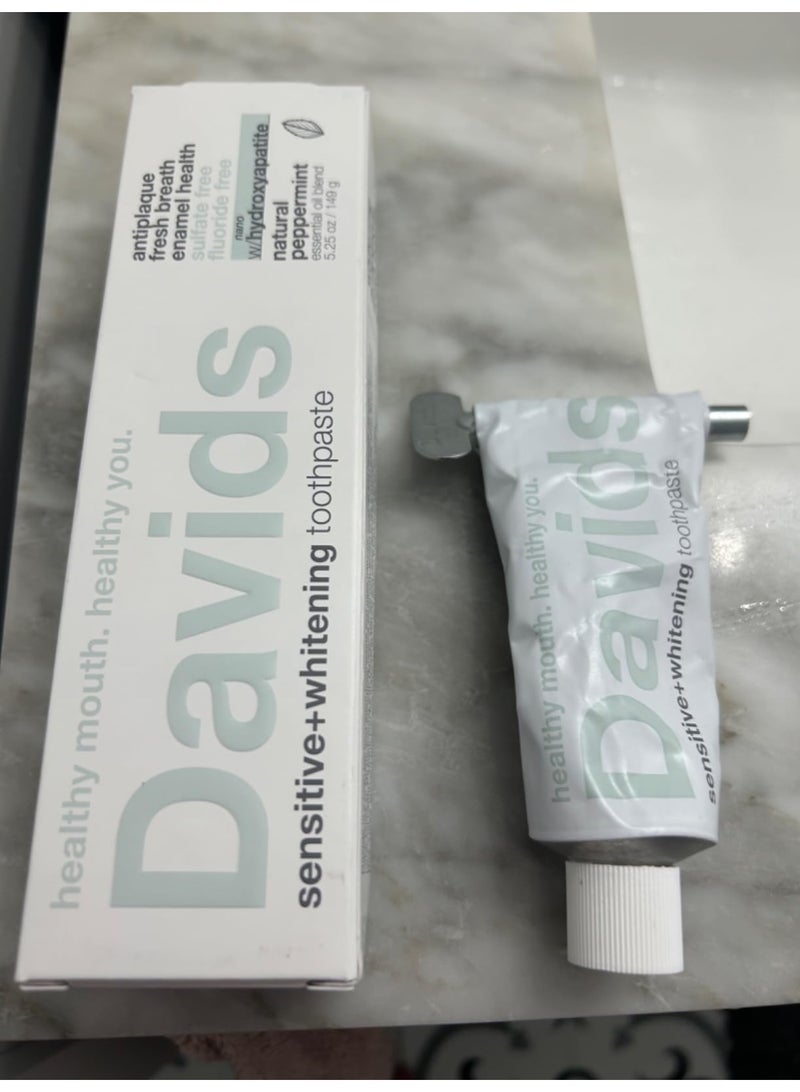 Davidsource Davids Sensitive + Whitening Premium Toothpaste with Nano Hydroxyapatite Natural Peppermint 149g - Image 5
