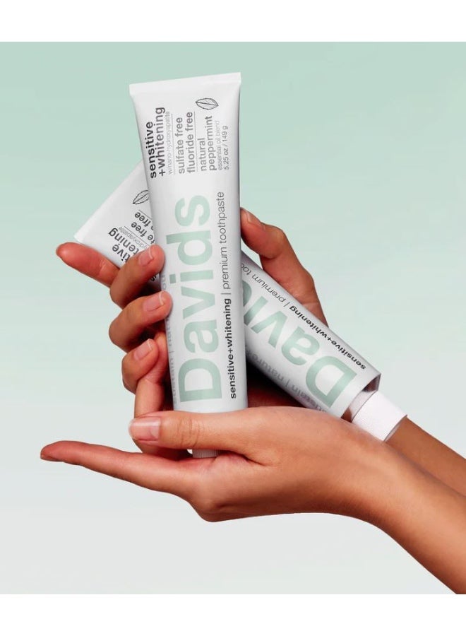 Davidsource Davids Sensitive + Whitening Premium Toothpaste with Nano Hydroxyapatite Natural Peppermint 149g - Image 1